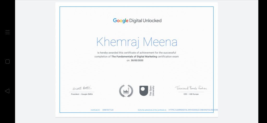 Google certificate